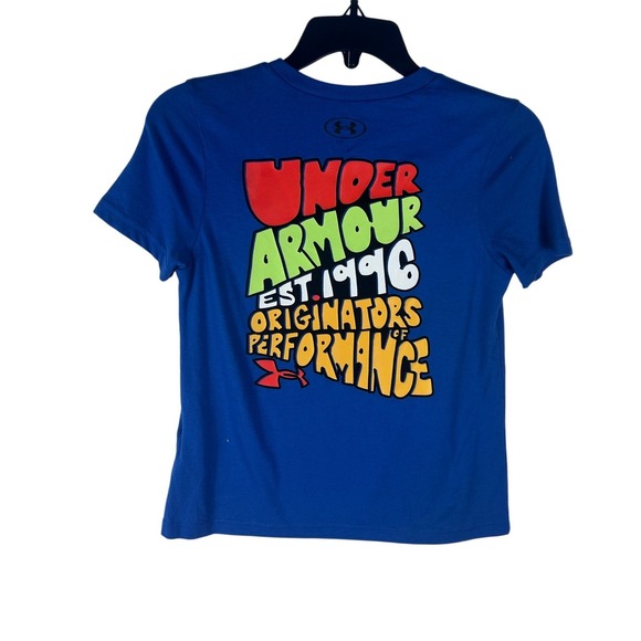 Under Armour Other - Under Armour Boys Blue Graphic T-Shirt Cartoon Letters SS 1386829 Size YS‎ NEW
